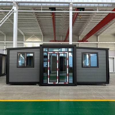 Grey Metal Carved Panel 20ft Expandable Container House Double Wing Mobile Prefab Home