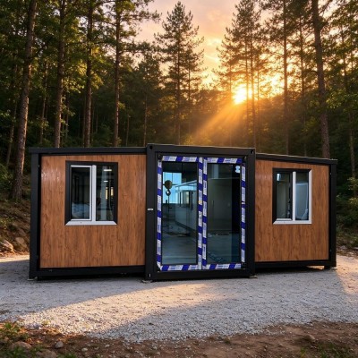 Product Name: 20ft 3D Wood Grain Dual Wing Expandable Container House Folded Transport Size: Standar
