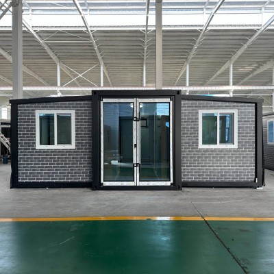 20 Foot Prefab Double Wing Expandable Container Home With Brick Texture Metal Panel