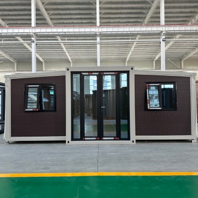 40ft Light Brown Metal Carved Panel Double Wing Expandable Container House